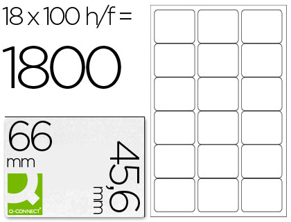 CJ100 hojas A4 1800 etiquetas adhesivas Q-Connect 60x45,6mm.  ILC